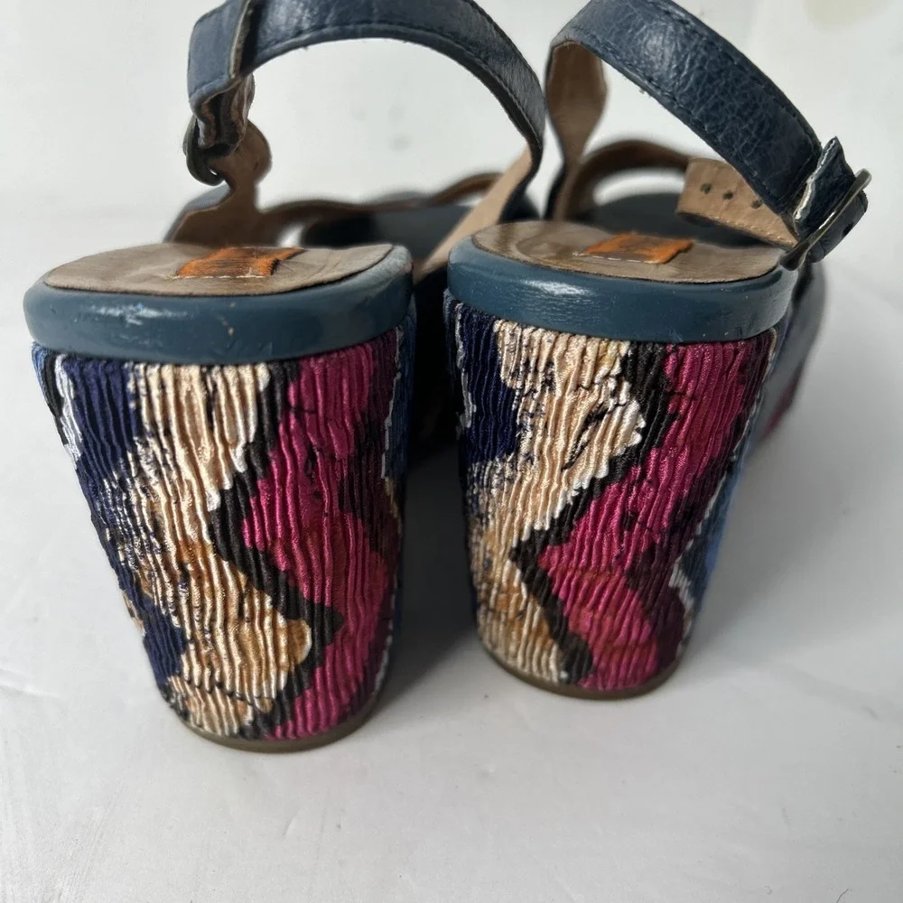 Miz Mooz Women's Blue Leather Multicolor Platform Sandals Sz EU 41 US 8-8 1/2 - Picture 5 of 15